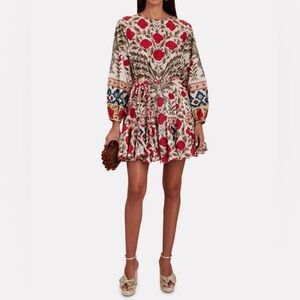 RHODE Ella Pleated Dress Red Floral Garden Of Dreams Print